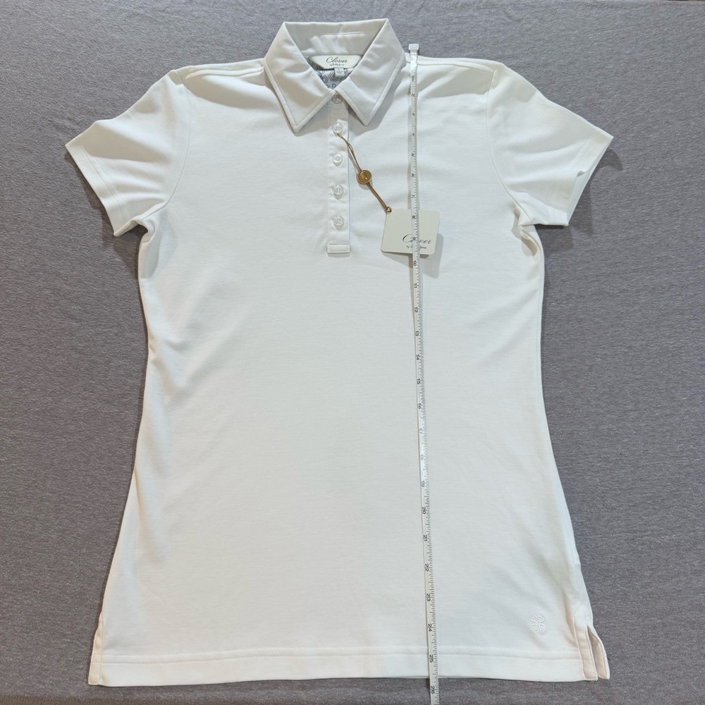 Clover Bobby Jones Womens Solid Supreme Short Sleeve Polo Shirt White Size S NWT - Picture 9 of 16